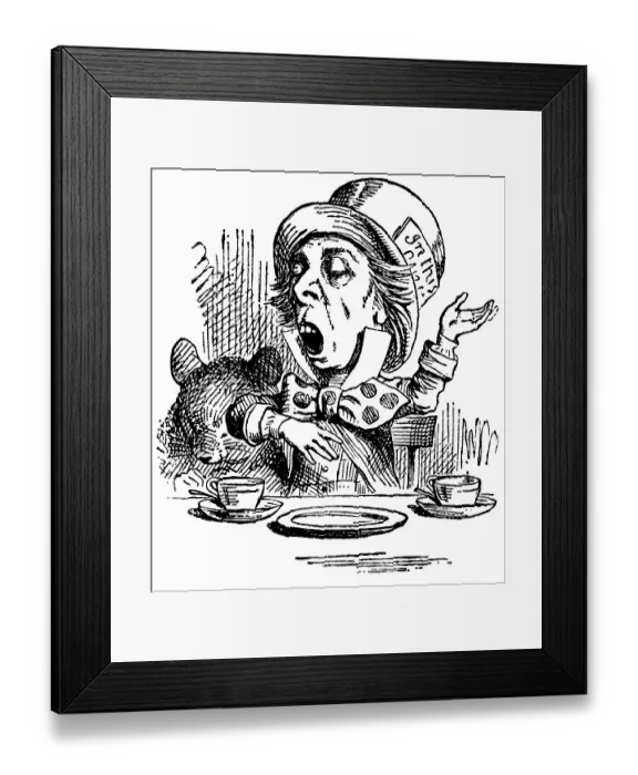 Framed Print : Mad Hatter having tea illustration, (Alice's Adventures in Wonderland)