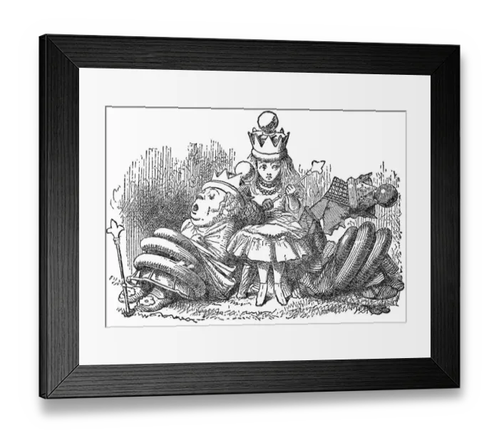 Framed Print : Queen Alice with the Red Queen and White Queen in Through the Looking-Glass Framed Print : Queen Alice with the Red Queen and White Queen in Through the Looking-Glass