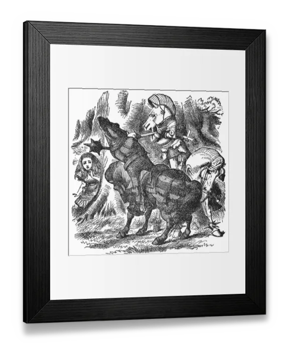 Framed Print : The White Knight Saving Alice from the Red Knight in Through the Looking-Glass Framed Print : The White Knight Saving Alice from the Red Knight in Through the Looking-Glass