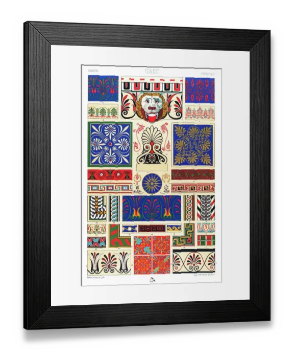 Framed Print : Antique Greek pattern Manuscripts Decoration by Racinet - Lithograph Framed Print : Antique Greek pattern Manuscripts Decoration by Racinet - Lithograph