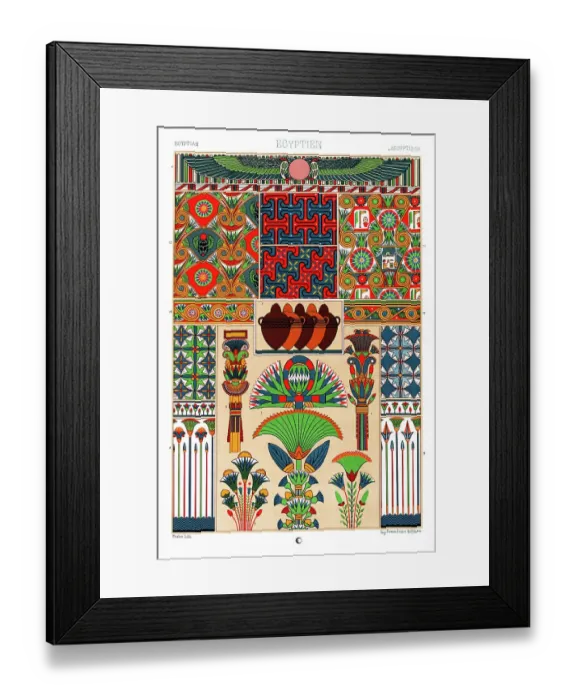Framed Print : Antique Egyptian pattern Manuscripts Decoration by Racinet - Lithograph