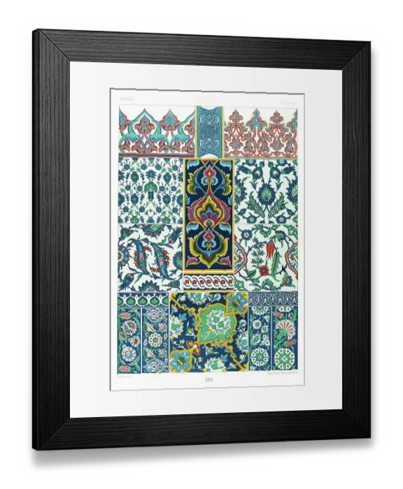 Framed Print : Antique Persian pattern Manuscripts Decoration by Racinet - Lithograph Framed Print : Antique Persian pattern Manuscripts Decoration by Racinet - Lithograph