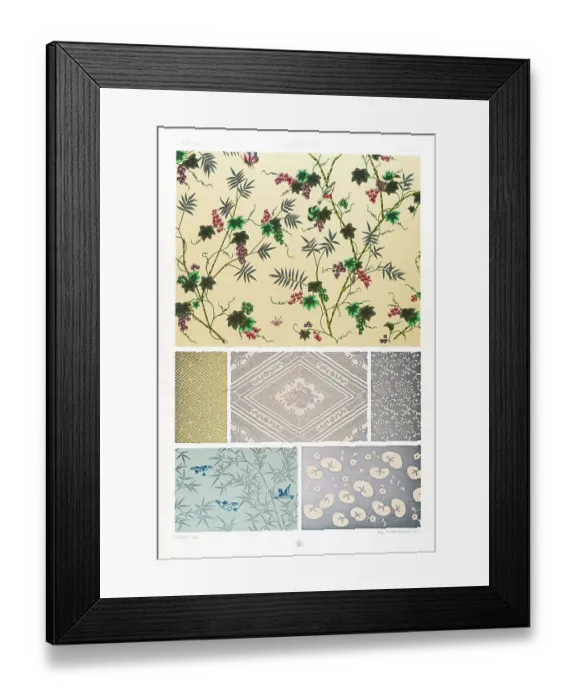 Framed Print : Antique Japanese pattern Manuscripts Decoration by Racinet - Lithograph