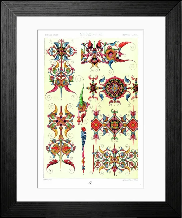 Framed Print : Antique Print Middle-age pattern Manuscripts Decoration by Racinet - Lithograph Framed Print : Antique Print Middle-age pattern Manuscripts Decoration by Racinet - Lithograph