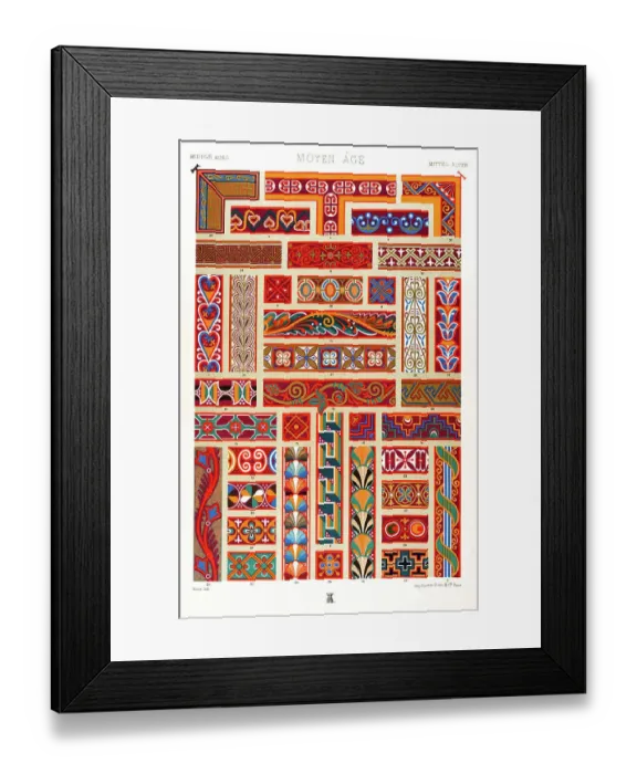 Framed Print : Antique Print Middle-age pattern Manuscripts Decoration by Racinet - Lithograph Framed Print : Antique Print Middle-age pattern Manuscripts Decoration by Racinet - Lithograph