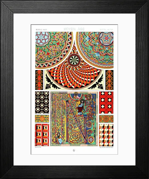 Framed Print : Antique Print Middle-age pattern Manuscripts Decoration by Racinet - Lithograph Framed Print : Antique Print Middle-age pattern Manuscripts Decoration by Racinet - Lithograph