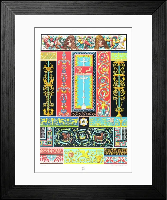Framed Print : Antique Print Greek Roman pattern Manuscripts Decoration by Racinet - Lithograph Framed Print : Antique Print Greek Roman pattern Manuscripts Decoration by Racinet - Lithograph