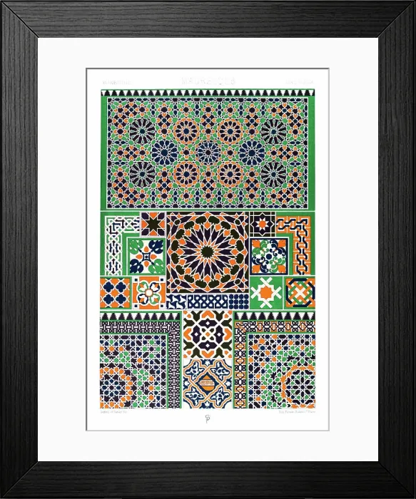 Framed Print : Antique Print Moorish pattern Manuscripts Decoration by Racinet - Lithograph Framed Print : Antique Print Moorish pattern Manuscripts Decoration by Racinet - Lithograph