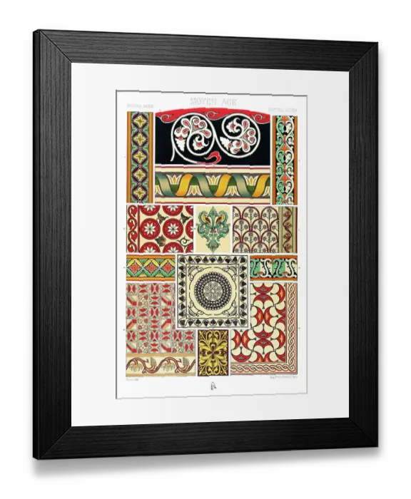 Framed Print : Antique Print Middle-age pattern Manuscripts Decoration by Racinet - Lithograph Framed Print : Antique Print Middle-age pattern Manuscripts Decoration by Racinet - Lithograph