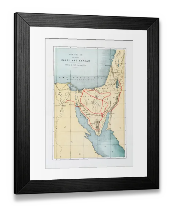 Framed Print : The regions between Map of Egypt and Canaan (Route of the Israelites) Holy Land Maps 1860 Framed Print : The regions between Map of Egypt and Canaan (Route of the Israelites) Holy Land Maps 1860