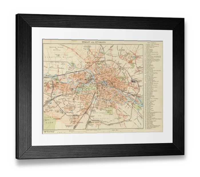 Framed Print : Map of Berlin and environs - The Encyclopedia Britannica -1896 Framed Print : Map of Berlin and environs - The Encyclopedia Britannica -1896