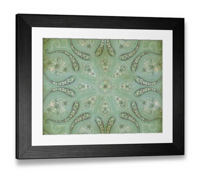 Framed Print : Traditional Turquoise Indian Wallpaper