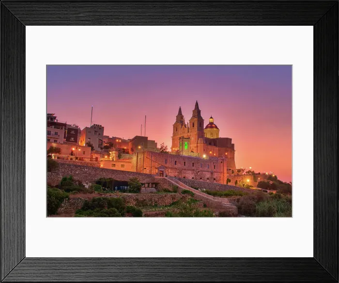 Framed Print : The Centre of Mellieha glows at sunset Framed Print : The Centre of Mellieha glows at sunset