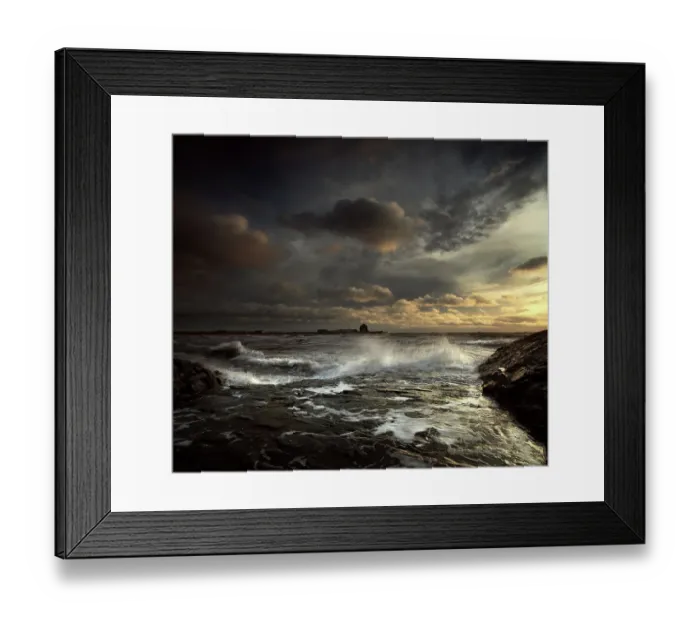 Framed Print : Storm light wave splash harbour boat elie fife Framed Print : Storm light wave splash harbour boat elie fife