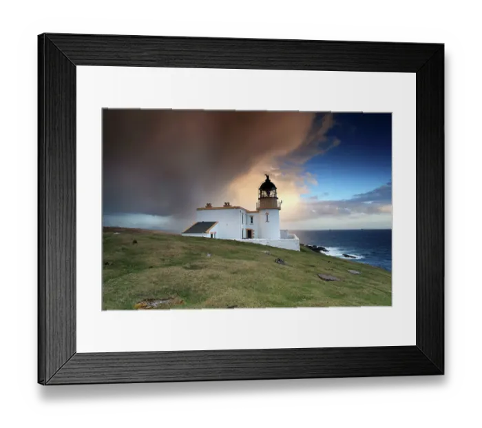 Framed Print : Rainshowers Stoer Lighthouse Sutherland Scotland