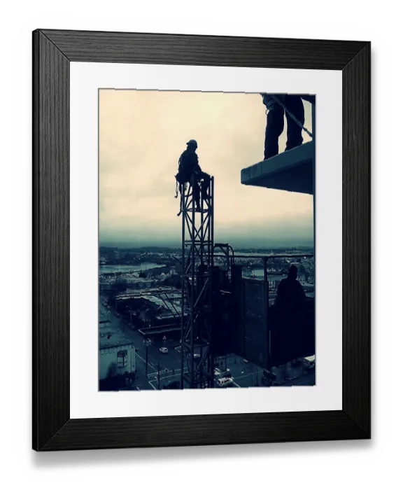 Framed Print : Construction Worker At Rest High Up In The Air Framed Print : Construction Worker At Rest High Up In The Air
