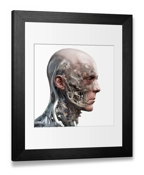 Framed Print : Cyborg head, illustration Framed Print : Cyborg head, illustration
