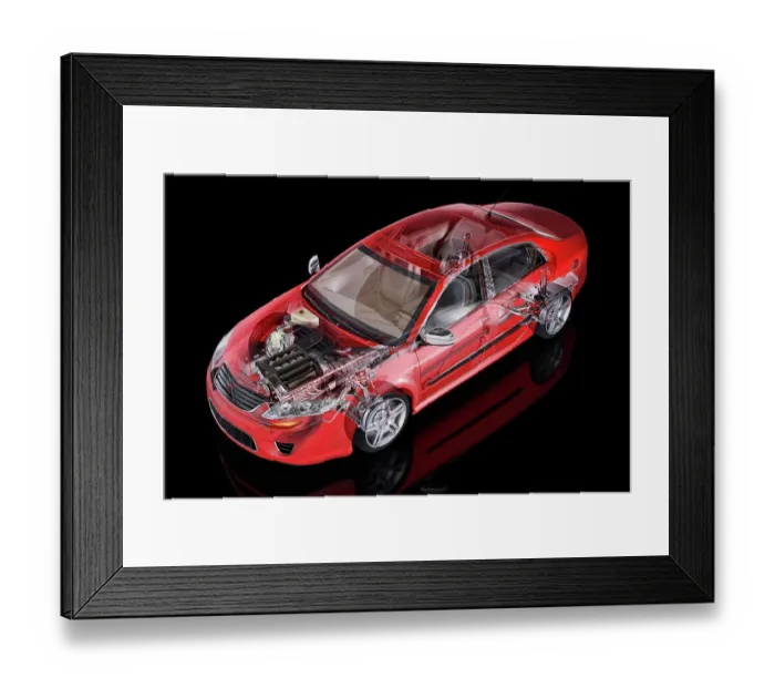 Framed Print : Inside of a car, illustration