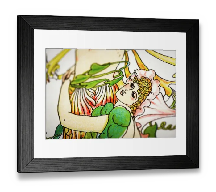 Framed Print : Antique illustration of humanized flowers and plants: Convolvulus Honeysuckle