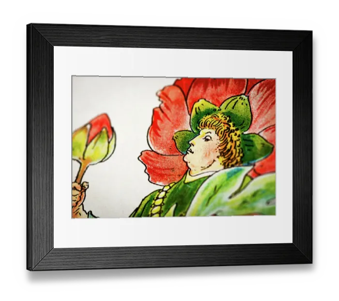 Framed Print : Antique illustration of humanized flowers and plants: Peonies Framed Print : Antique illustration of humanized flowers and plants: Peonies