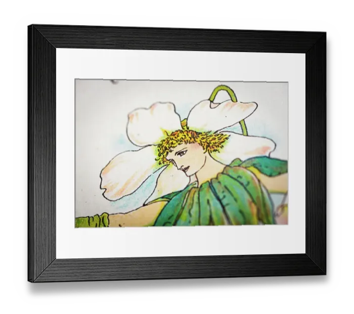 Framed Print : Antique illustration of humanized flowers and plants: Christmas Rose Framed Print : Antique illustration of humanized flowers and plants: Christmas Rose