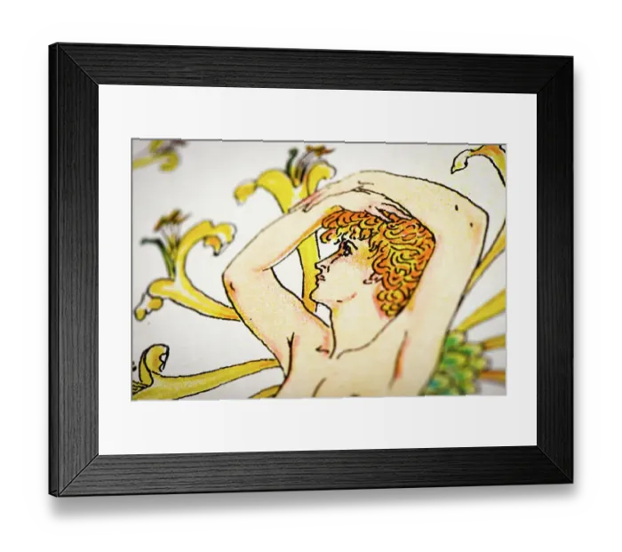 Framed Print : Antique illustration of humanized flowers and plants: Convolvulus Honeysuckle Framed Print : Antique illustration of humanized flowers and plants: Convolvulus Honeysuckle