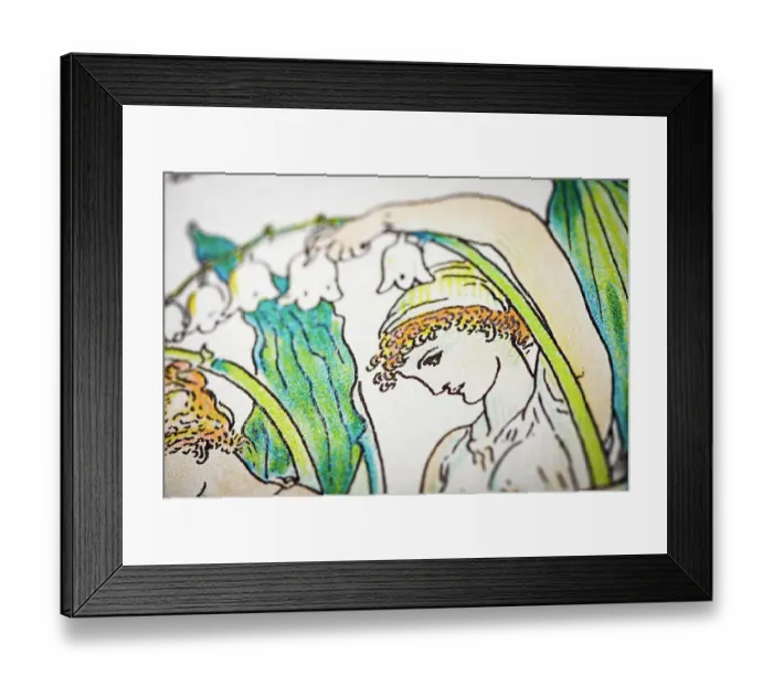 Framed Print : Antique illustration of humanized flowers and plants: Lily of the valley