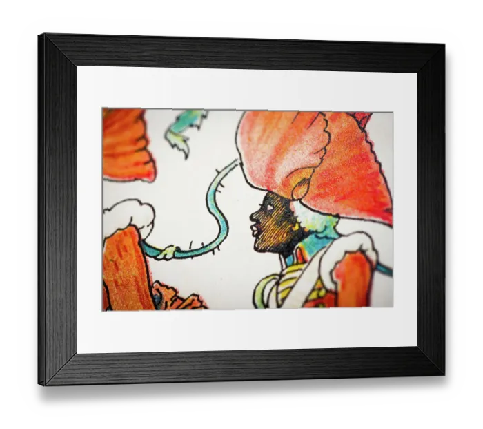 Framed Print : Antique illustration of humanized flowers and plants: Poppy Framed Print : Antique illustration of humanized flowers and plants: Poppy