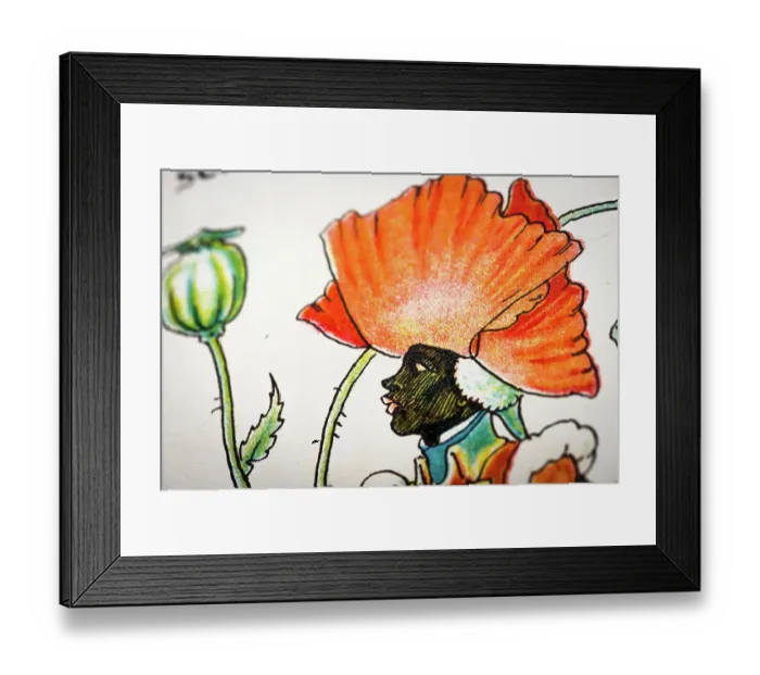 Framed Print : Antique illustration of humanized flowers and plants: Poppy Framed Print : Antique illustration of humanized flowers and plants: Poppy