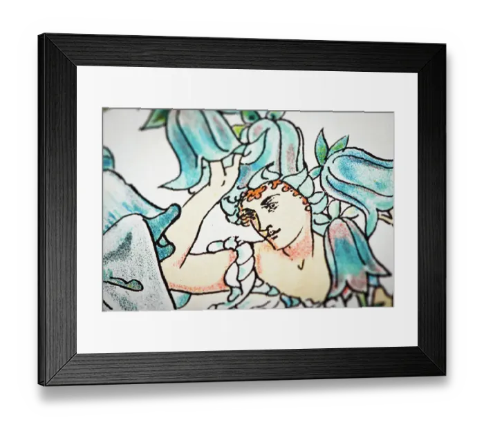 Framed Print : Antique illustration of humanized flowers and plants: Bellflower Framed Print : Antique illustration of humanized flowers and plants: Bellflower