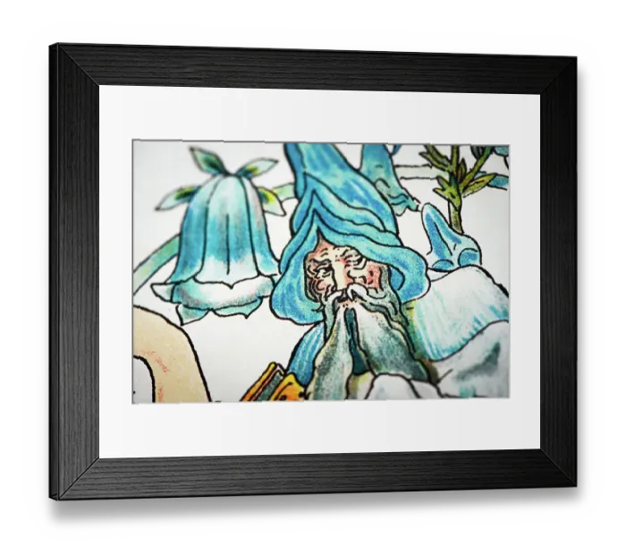 Framed Print : Antique illustration of humanized flowers and plants: Bellflower Framed Print : Antique illustration of humanized flowers and plants: Bellflower