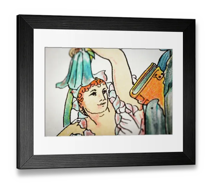 Framed Print : Antique illustration of humanized flowers and plants: Bellflower Framed Print : Antique illustration of humanized flowers and plants: Bellflower
