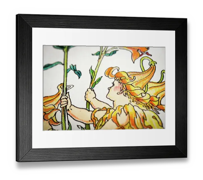 Framed Print : Antique illustration of humanized flowers and plants: Torches Framed Print : Antique illustration of humanized flowers and plants: Torches