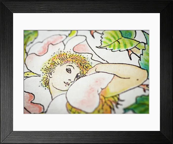 Framed Print : Antique illustration of humanized flowers and plants: Roses
