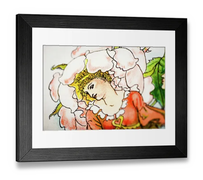 Framed Print : Antique illustration of humanized flowers and plants: Rose Framed Print : Antique illustration of humanized flowers and plants: Rose