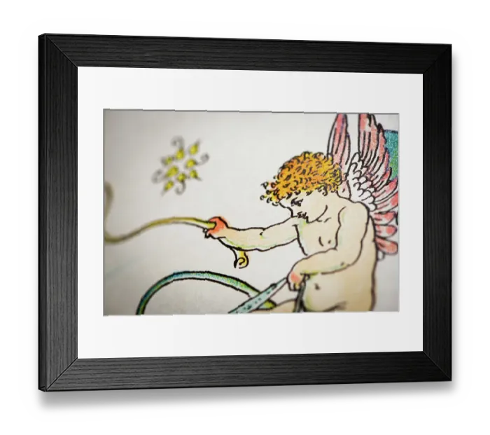 Framed Print : Antique illustration of humanized flowers and plants: Columbines