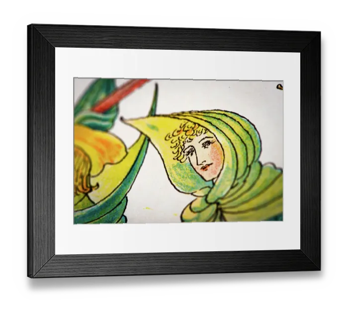 Framed Print : Antique illustration of humanized flowers and plants: Lady of the wood Framed Print : Antique illustration of humanized flowers and plants: Lady of the wood