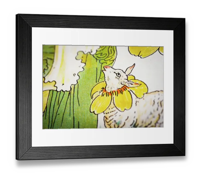 Framed Print : Antique illustration of humanized flowers and plants: Marsh Marigold