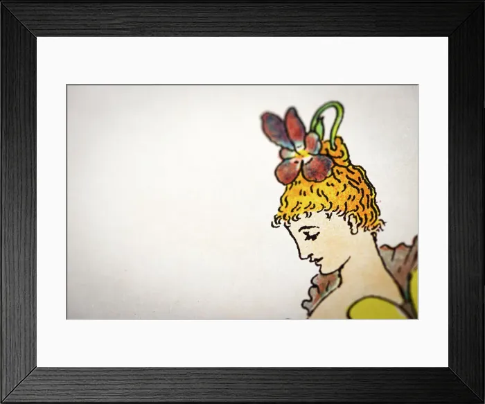 Framed Print : Antique illustration of humanized flowers and plants: Violet Framed Print : Antique illustration of humanized flowers and plants: Violet