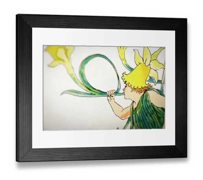 Framed Print : Antique illustration of humanized flowers and plants: Daffodils Framed Print : Antique illustration of humanized flowers and plants: Daffodils