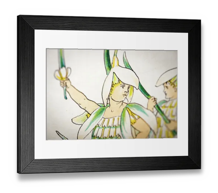 Framed Print : Antique illustration of humanized flowers and plants: Snowdrops Framed Print : Antique illustration of humanized flowers and plants: Snowdrops