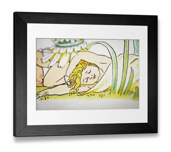 Framed Print : Antique illustration of humanized flowers and plants: Flowers waking up Framed Print : Antique illustration of humanized flowers and plants: Flowers waking up