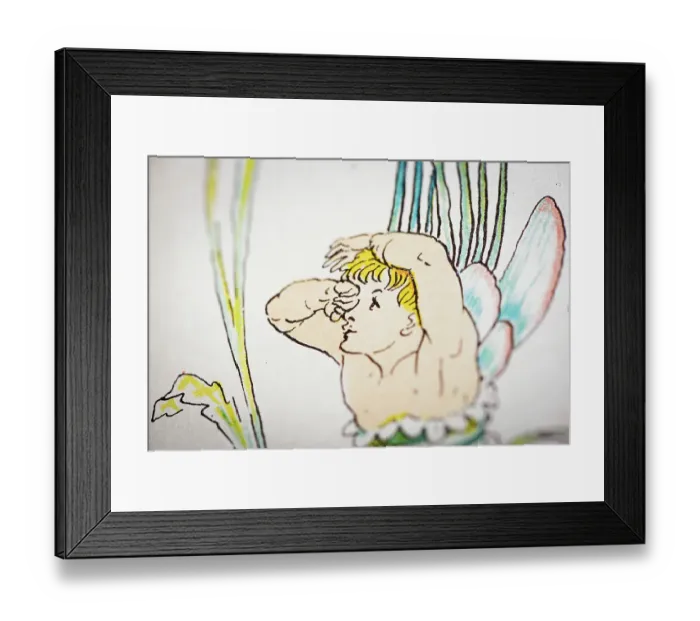 Framed Print : Antique illustration of humanized flowers and plants: Flowers waking up Framed Print : Antique illustration of humanized flowers and plants: Flowers waking up
