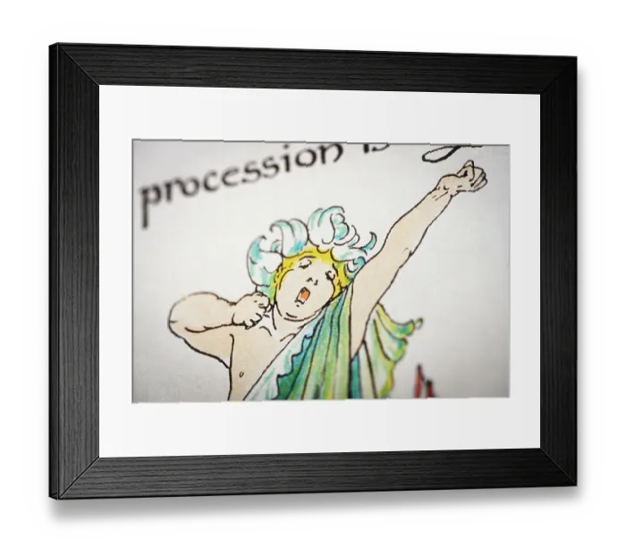 Framed Print : Antique illustration of humanized flowers and plants: Flowers waking up Framed Print : Antique illustration of humanized flowers and plants: Flowers waking up