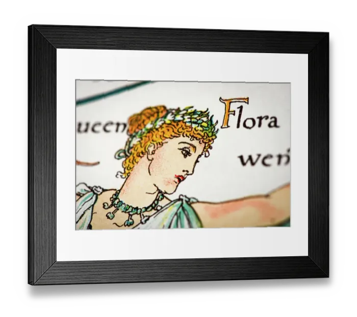Framed Print : Antique illustration of humanized flowers and plants: Queen Flora Framed Print : Antique illustration of humanized flowers and plants: Queen Flora