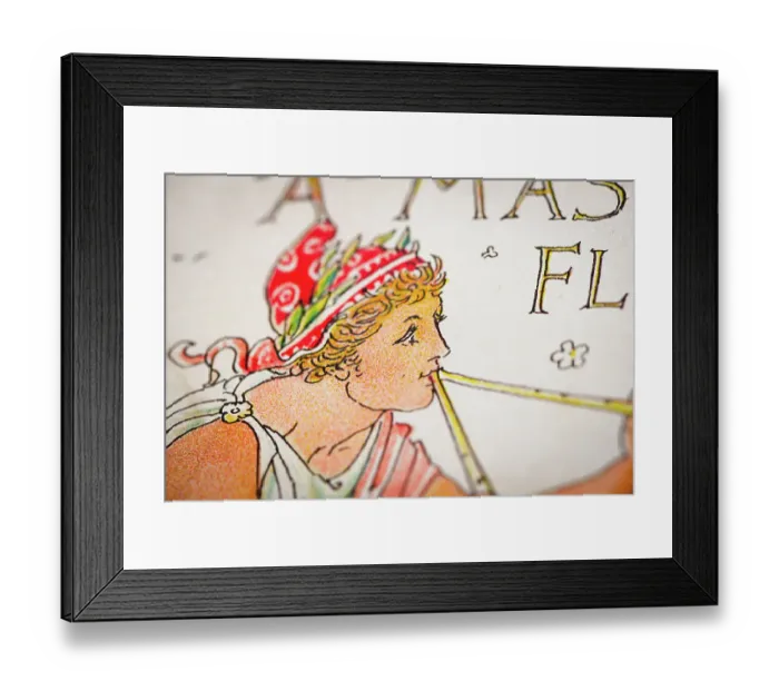 Framed Print : Antique illustration of humanized flowers and plants: Playing flute Framed Print : Antique illustration of humanized flowers and plants: Playing flute