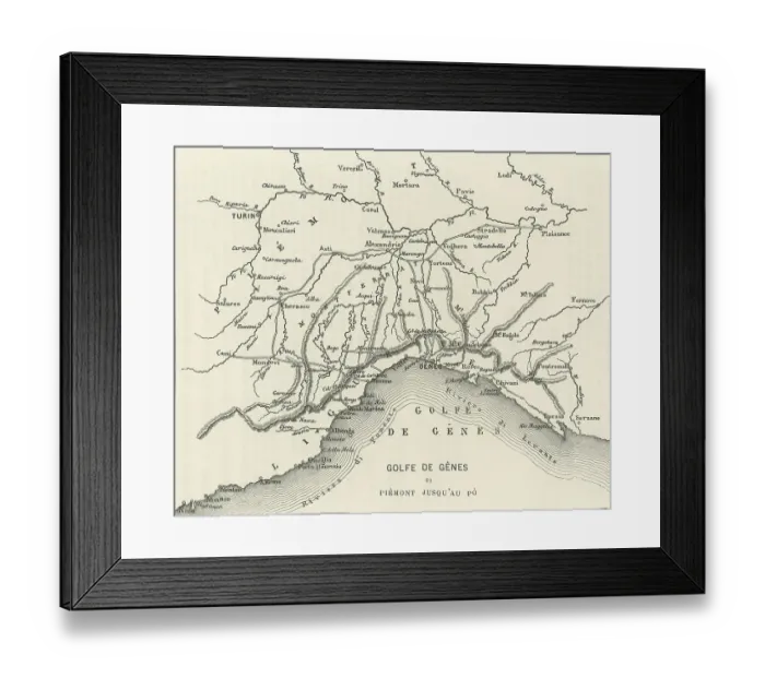 Framed Print : Old engraved map of the Gulf of Genoa, the northernmost part of the Ligurian Sea (largest city on its coast is Genoa, which has an important port) Framed Print : Old engraved map of the Gulf of Genoa, the northernmost part of the Ligurian Sea (largest city on its coast is Genoa, which has an important port)