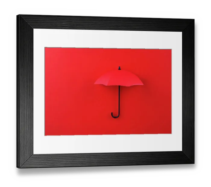 Framed Print : Red Umbrella on Red Background