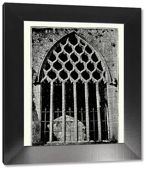 Ancient church window in Holy Cross Abbey, County Tipperary Ireland, 1890s, 19th Century