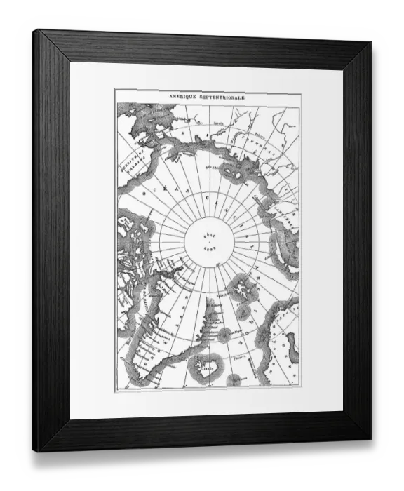 Framed Print : Old engraved map of North Polar Regions Framed Print : Old engraved map of North Polar Regions